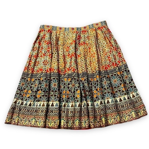Anthropologie Tanvi Kedi pleated skirt Beaded Morroccan Mosaic Print Boho Size 4 - Picture 8 of 11